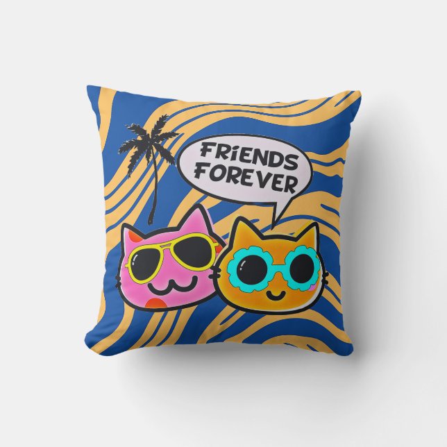 Cute Cautious Cats Throw Pillow! Cushion (Front)