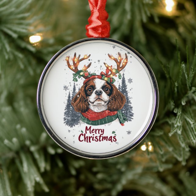 Cute Cavalier King Charles Dog Metal Tree Decoration (Tree)