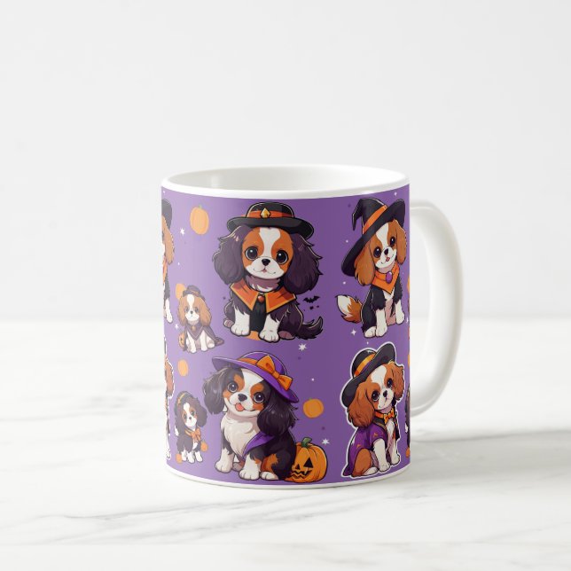 Cute Cavalier King Charles halloween pattern Coffee Mug (Front Right)