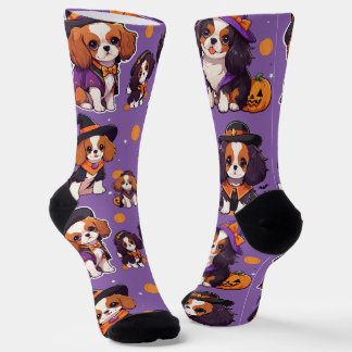 Cute Cavalier King Charles halloween pattern Socks