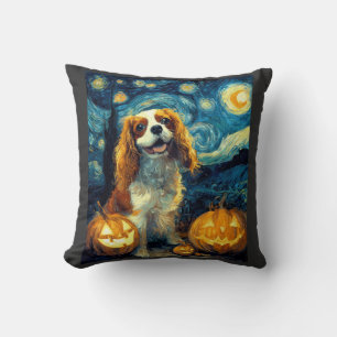 Cute Cavalier King Charles Spaniel Dog Halloween J Cushion