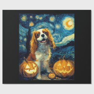 Cute Cavalier King Charles Spaniel Dog Halloween J Wrapping Paper