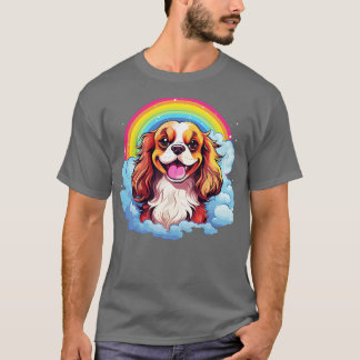 Cute Cavalier King Charles Spaniel Rainbow Cloud D T-Shirt