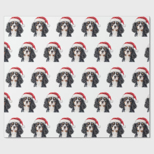 Cute Cavalier King Charles Spaniel with Santa Hat Wrapping Paper
