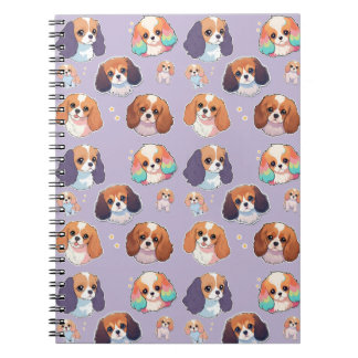 Cute Cavalier King Charles Unicorn Pastel Pattern Notebook