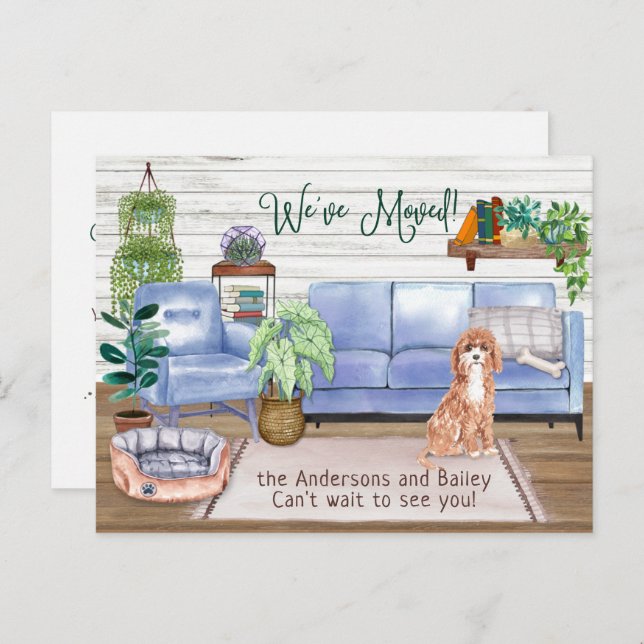 Cute Cavapoo Cosy New Home Moving     Announcement Postcard (Front/Back)