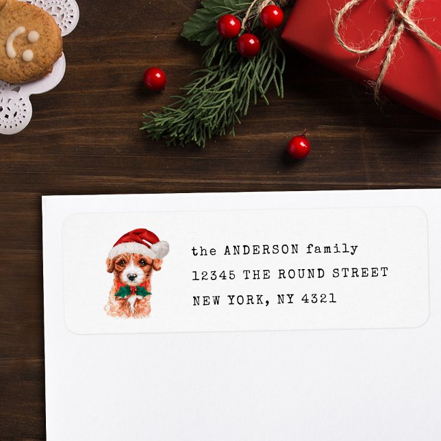 Cute Cavoodle Christmas Dog Return Address (Creator Uploaded)