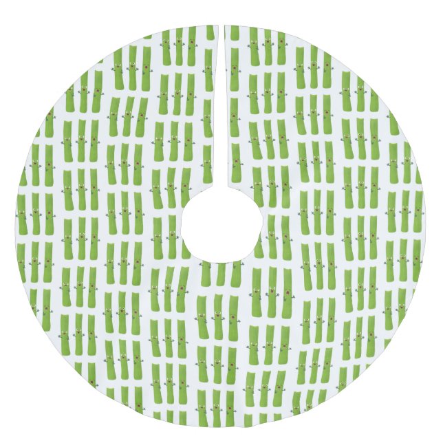 Cute celery sticks trio cartoon vegetables brushed polyester tree skirt (Front)