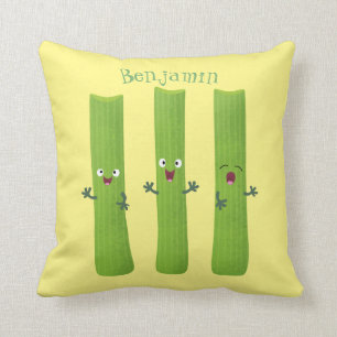 Cute celery sticks trio cartoon vegetables cushion