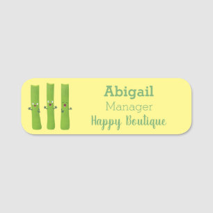 Cute celery sticks trio cartoon vegetables name tag
