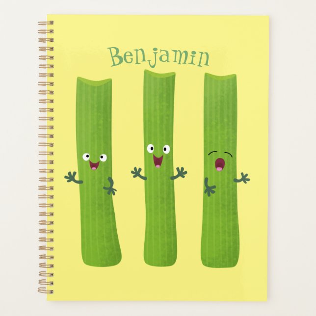 Cute celery sticks trio cartoon vegetables  planner (Front)