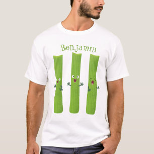 Cute celery sticks trio cartoon vegetables T-Shirt