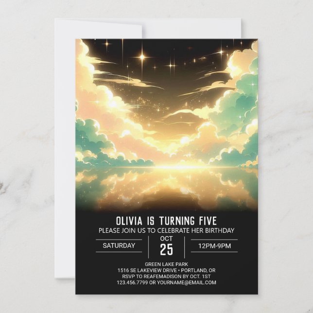 Cute Celestial Digital Birthday Invitation (Front)