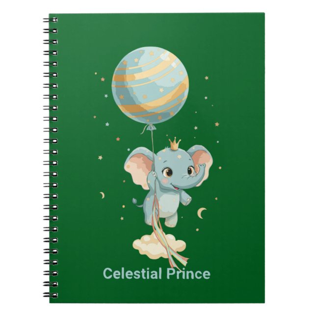 Cute Celestial Prince Elephant Balloon Stars Nurse Notebook (Front)