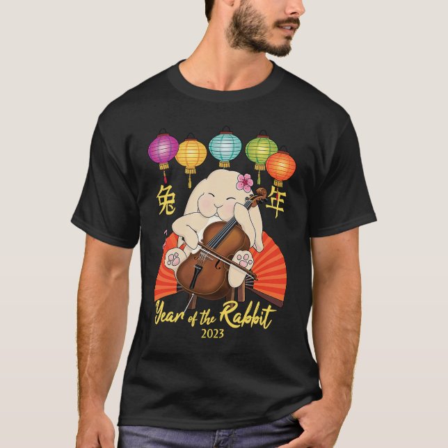 Cute Cello Bunny for Chinese New Year of the Rabbi T-Shirt (Front)