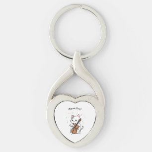 Cute Cello Cat Musician  Key Ring