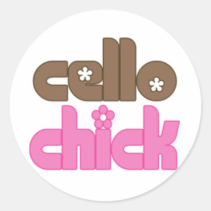 Cute Cello Chick Classic Round Sticker