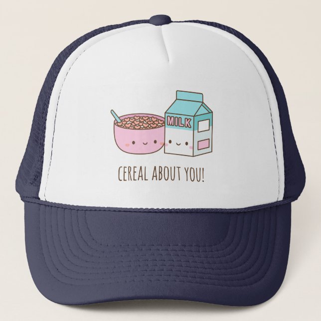 Cute Cereal About You Doodle For Her Trucker Hat (Front)