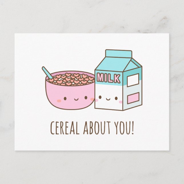Cute Cereal About You Valentines Day Postcard (Front)