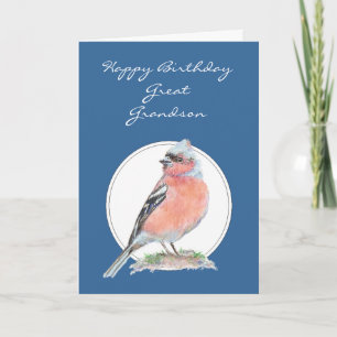 Cute Chaffinch, Birthday Great Grandson Card