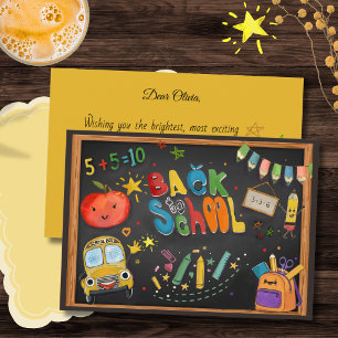 Cute Chalkboard Back to School Greeting Card
