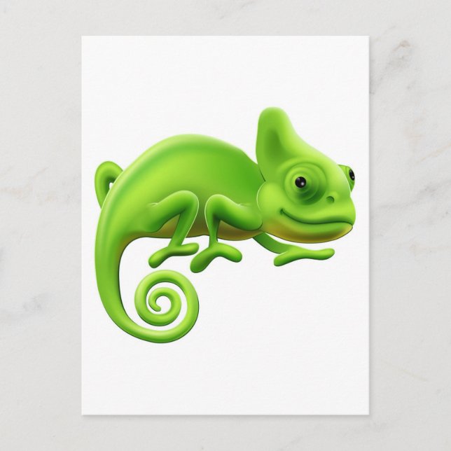 Cute Chameleon Illustration Postcard (Front)