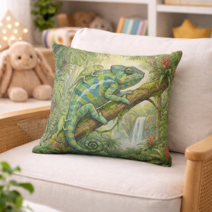 Cute Chameleon Mama And Baby Jungle Animals Cushion