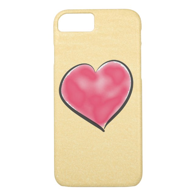 Cute Champagne Colour Red Heart Case-Mate iPhone Case (Back)