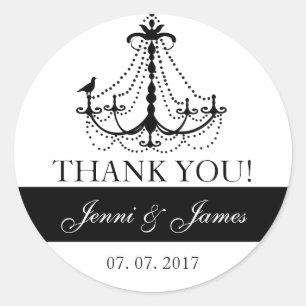 Cute Chandelier Wedding Favour Thank You Classic Round Sticker