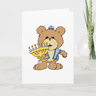 cute Chanukah  hanukkah Menorah teddy bear Holiday Card