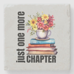 Cute chapter book lovers word art stone coaster