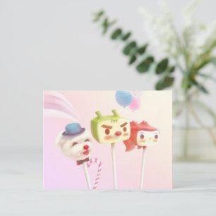 Cute Character Cake Pops Announcement Postcard