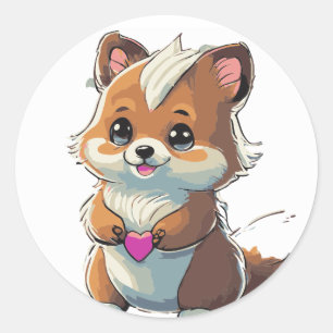 cute character classic round sticker