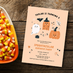 Cute Characters Halloween Birthday Party Invitation
