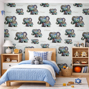 Cute Charming Elephant in Soft Pastel Colours Wallpaper