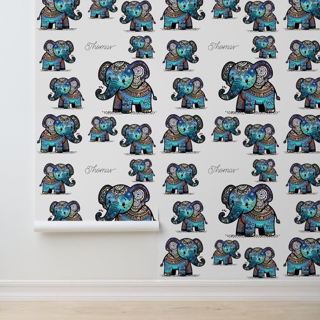 Cute Charming Elephant in Soft Pastel Colours Wallpaper (Application)