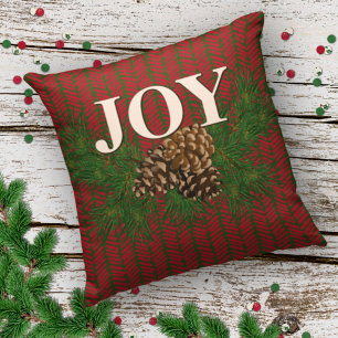 Cute Charming Happy Holidays Joy Cabin Porch Patio Cushion