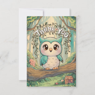 Cute Charming Owl Thank You Card