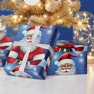 Cute Charming Retro Vintage Santa Claus Wrapping Paper