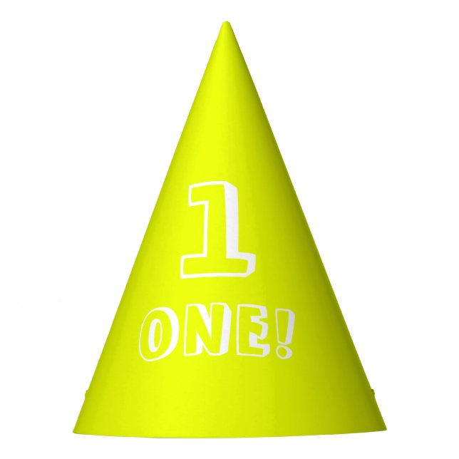 Cute chartreuse green custom number year birthday  party hat (Front)