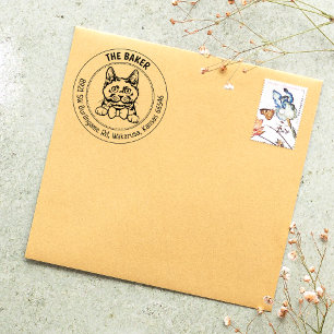 Cute Chartreux Cat Return Address Rubber Stamp