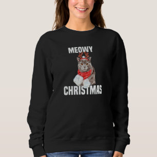 Cute Chartreux Cat with Reindeer Costume Meowy Chr Sweatshirt
