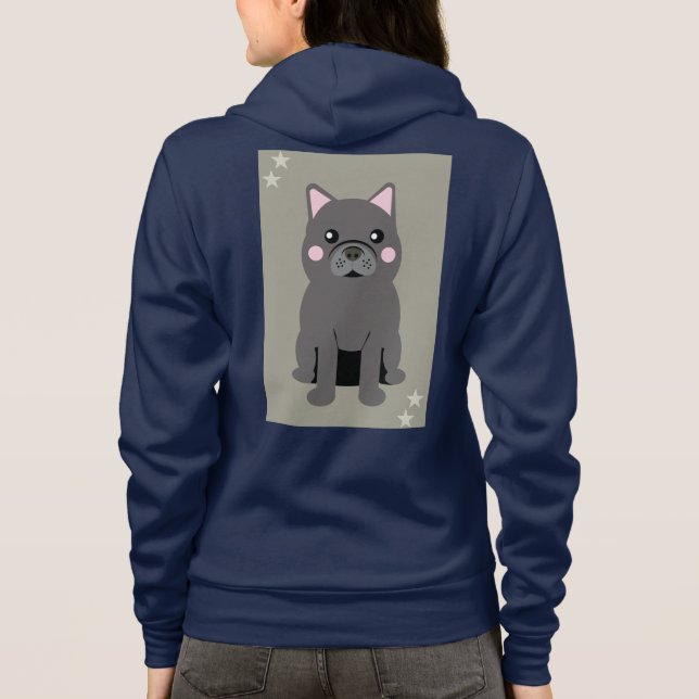 Cute Cheeks Gray French Bulldog Hoodie (Back)