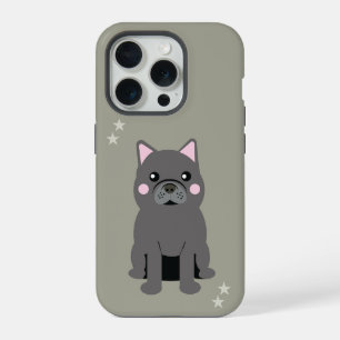 Cute Cheeks Grey French Bulldog iPhone 15 Pro Case