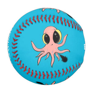 Cute, cheeky baby octopus cartoon baseball