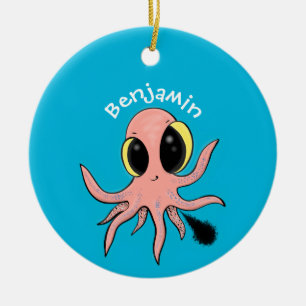 Cute, cheeky baby octopus cartoon ceramic tree decoration