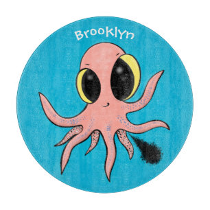 Cute, cheeky baby octopus cartoon cutting board