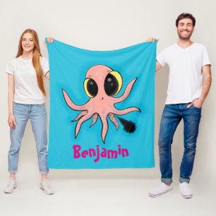 Cute, cheeky baby octopus cartoon fleece blanket