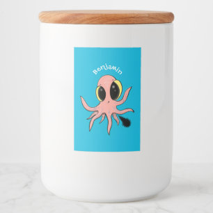 Cute, cheeky baby octopus cartoon food label