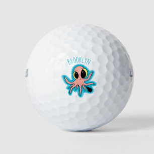 Cute, cheeky baby octopus cartoon  golf balls